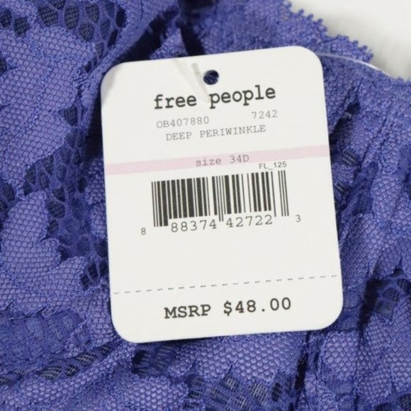 NWT Free People Love Letters Convertible Underwire Bra in Deep Periwinkle - Picture 7 of 10